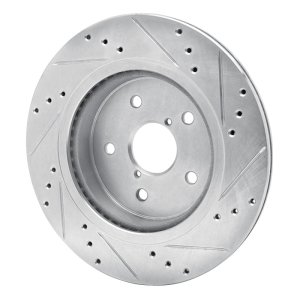 Subaru Outback Brake Rotor (1) - Rear Left - R1 Concepts - Drilled & Slotted - Silver - `15-`25